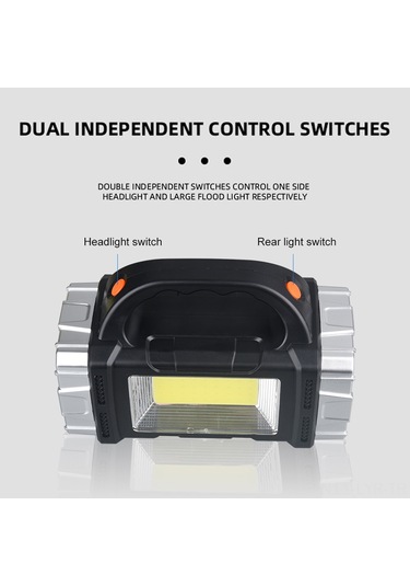 Ranyeek Güneş Enerjili Led El Feneri, 7 Işık Modu, Ön-arka Çift Işık, Yan Lambalı, Powerbank Fonksiyonu, Taşınabilir Kamp Işığı Altın Temel Model Altın