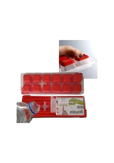 12li Kapaklı Yapışmaz Silikon Tabanlı Plastik Küp Buz Kalıbı Yeşil