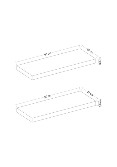 Minarmobilya Minar Gizli Tutuculu 2'Li Duvar Rafı 60 Cm - M.Beyaz