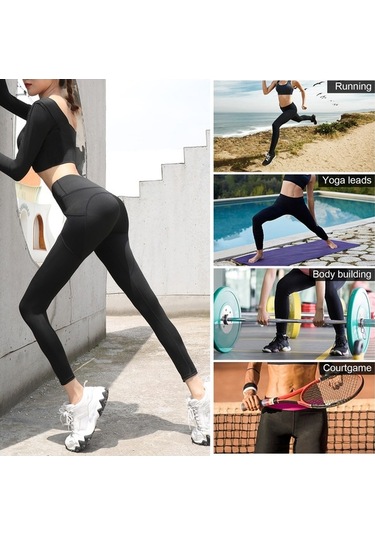 Fastbuy Kadın Yüksek Bel Nefes Alabilen Esnek Şık Spor Tayt Koyu Mor Koyu Mor