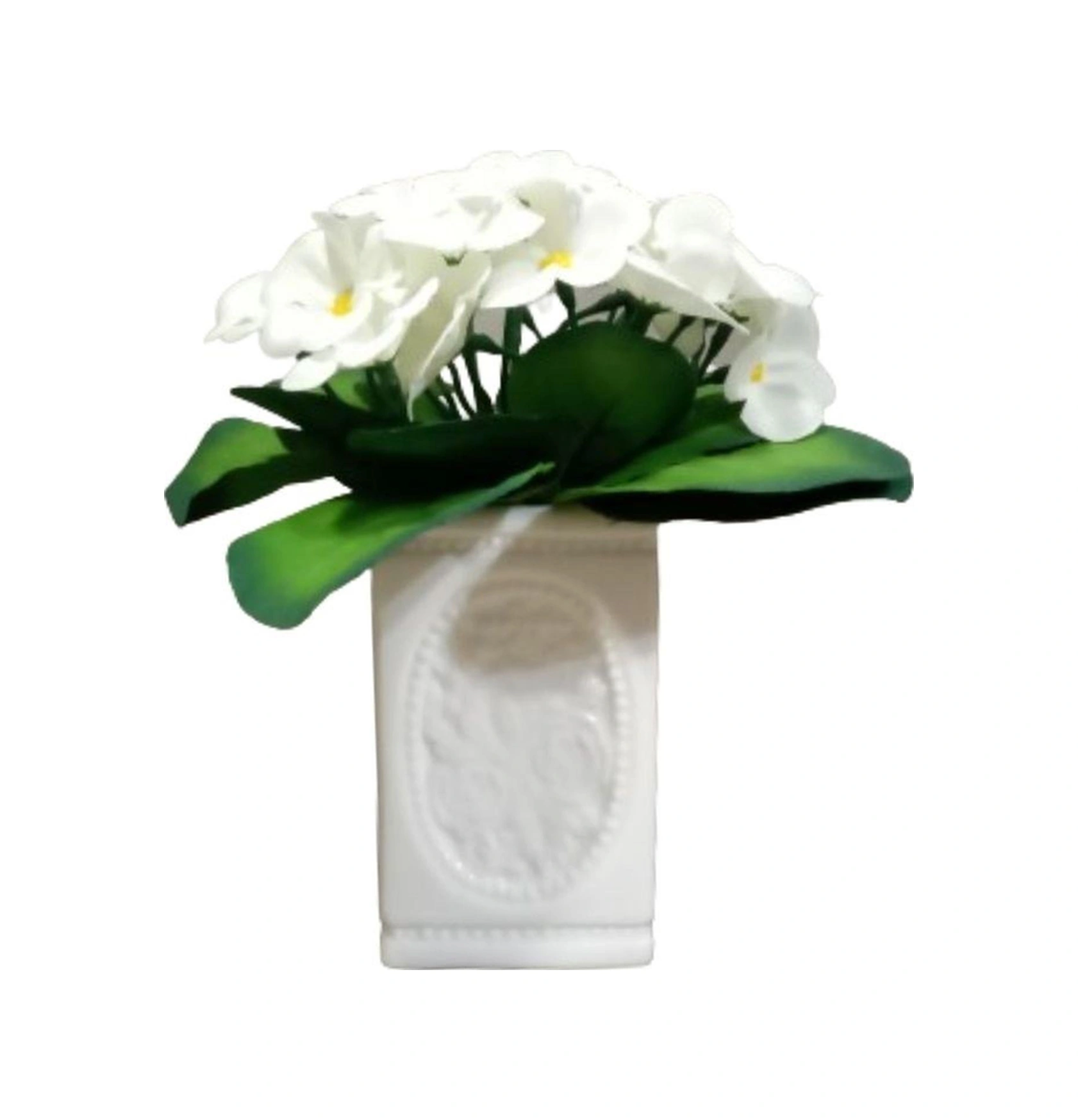 2 Adet Vazo Dahil,vazoda Çiçek,beyaz Yapay Çiçek,vazo Dekoratif Çiçekli Kare 8x8x16cm Çok Renkli