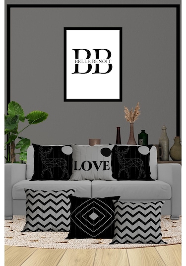 Belle Benoit Baskılı Dekoratif 6'lı Koltuk Kırlent Kılıfı Desen19