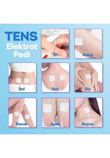 TıpTeknikMarket 5 Paket, 20 Adet Tens Elektrod Pedi 5x5 Cm Extra Güçlendirilmiş Yapışkanlı Esnek Kıvrılabilir Kumaş