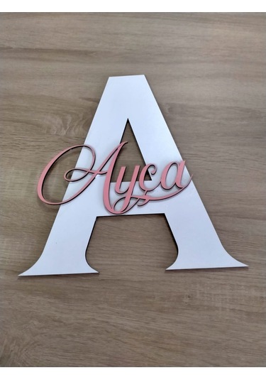 Mrchediyesepeti Bebek-çoçuk Odası Kapı & Duvar Süsü Kişiye Özel A Harfi Beyaz - Pembe