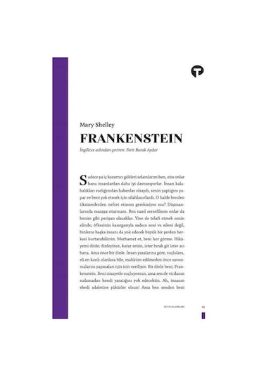 Frankenstein ya da Modern Prometheus - Dünya Klasikleri - Mary Shelley - Turkuvaz Kitap