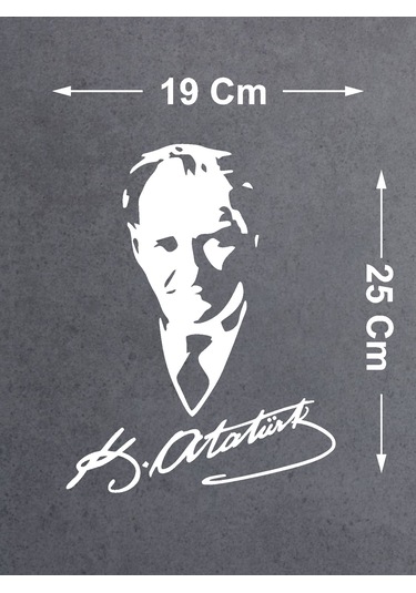 Mustafa Kemal Atatürk Silüet - Atatürk Imza Sticker - Araba Oto Motosiklet Karavan Araç Sticker Etiket - 00565 25x19 Cm