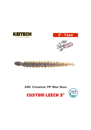 Keitech Custom Leech 7.6cm (3") #111C Cinnamon PP Blue Neon