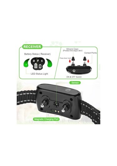 Geeroyoo Köpek Eğitim Ve Otomatik Havlama Durdurma Kolyesi, 4 Modlu, Su Geçirmez, Uzaktan Kumandalı