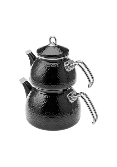 Karaca  Kristal Siyah İndüksiyon Tabanlı Emaye Midi Çaydanlık Takımı