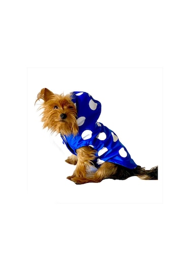 Kemique Mega Dots Blue Kapşonlu Köpek Yağmurluğu
