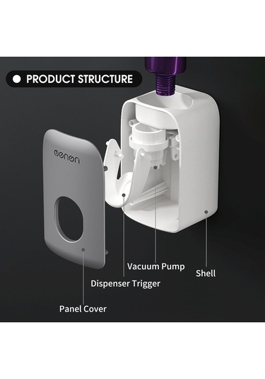 Mufunye Gri Duvar Tipi Otomatik Macun Sıkıcı - Vakum Teknolojisi, Montaj Kolay, Yıkama Kolay Abs Malzeme Macun Dahil Değil Gri