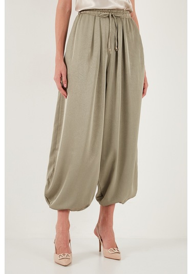 Lela Oversize Bağlamalı Balon Paça Saten Şalvar Bayan Pantolon 68351199 Çağla Yeşili