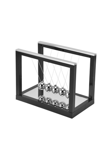 Konesam Küçük Siyah Newton Topu Metal Masaüstü Sallama Oyuncak Fizik Eğitici Stres Azaltıcı Dekoratif Hediye