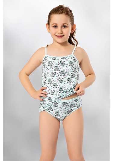 Kota 3406x6 Kız Çocuk 6'lı Karışık Desen İp Askılı Atlet Külot Takım-renkli Asorti