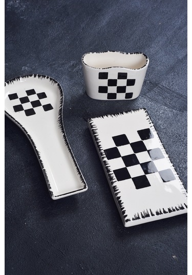 Piatti Naturali 3 Lü Mutfak Seti Dama Kaşık Altlığı Süngerlik Yağdanlık