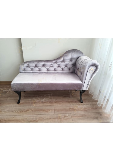 Ters Kol Dekoratif Bihter Koltuk Josefin Puf 130 Cm Siyah Ayak Sarı