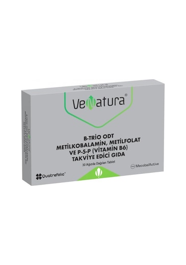 Venatura B-Trio Odt Metilkobalamin, Metilfolat Ve P-5-p Vitamin 30 Tablet