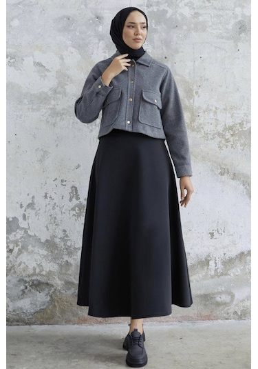 Kısa Cepli Kaşe Mont Gri