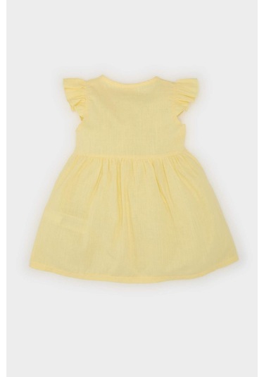 DeFacto Kız Bebek Basic Düz Kısa Kollu Flamlı Poplin Yazlık Elbise Z7402A225SMYL118