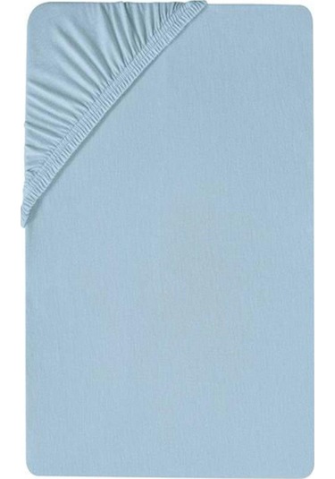 80 X 200 + 30 Cm Düz Pamuklu Tek Kişilik Lastikli Fitted Penye Çarşaf Mavi