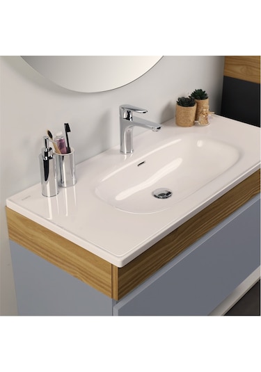Kobos Harmony 100 Cm Banyo Dolabı Seti Light Grey + Meguro Gri