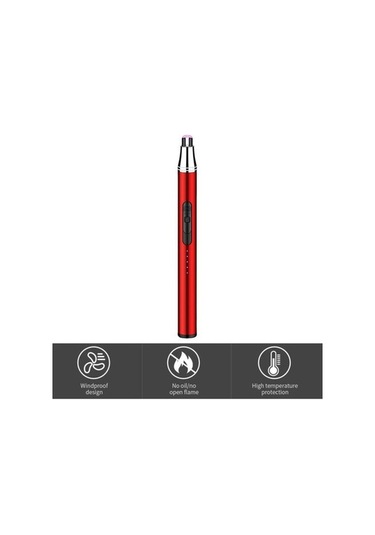 Pazly Türkçe Usb Şarjlı Mavi Alevsiz Ateşleyici, Rüzgar Geçirmez Uzun Saplı, Ev Ve Kamp İçin Güvenli Taşınabilir Sobası Mavi