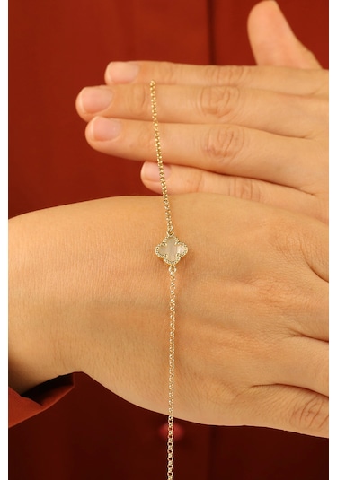 14 Ayar Yonca Altın Bileklik Çok Renkli