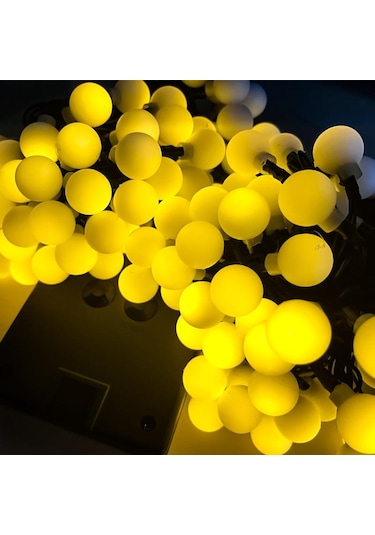 Sarı Kamp Güneş Dize Işık Açık 200 Led Küçük Top Işık Bahçe Noel Partisi Dekorasyon Su Geçirmez Güneş Peri Masalı Işık Avlu Dekorasyon 12m 100leds Sarı