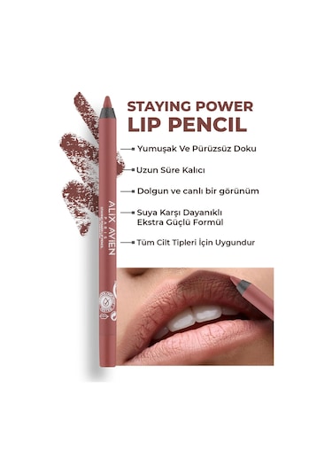 Alix Avien Suya Dayanıklı Uzun Süre Kalıcı Yumuşak Dudak Kalemi Staying Power Lip Pencil 55 Cinnamon