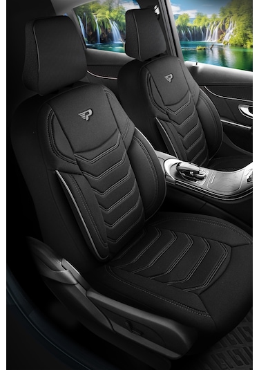 Siyah - Gri Panda Manavgat Serısı Lakos Kumaş Oto Koltuk Kılıfı - Tam Set