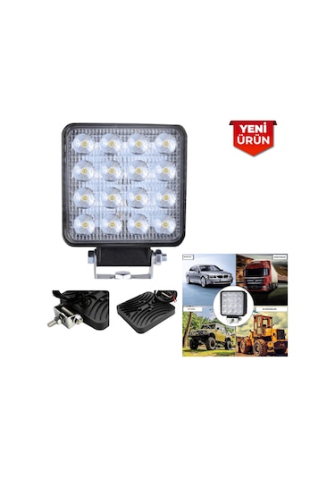 10-30v 48w 16 Ledli Kare Çalışma Lambası 9918