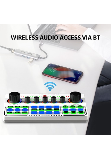 Hfambition X50 Beyaz Canlı Yayın Ses Kartı - Telefon Bilgisayar Uyumlu Otg Dijital Kayıpsız Transmit - Canlı Şarkı İçin 10.1"