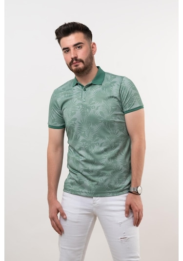 Polo Yaka Slimfit Desenli Erkek T-Shirt
