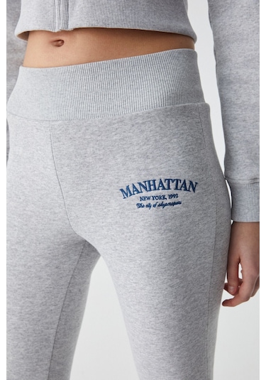 GRIMELANGE Iressen Kadın Nakış Desenli Regular Fit Grimelanj Eşofman Altı Grimelanj