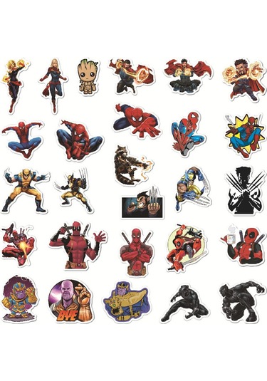 Araba Telefonu Dekorasyonu İçin 104 Adet Süper Kahraman Çizgi Film Su Geçirmez Çıkartma Çok Renkli