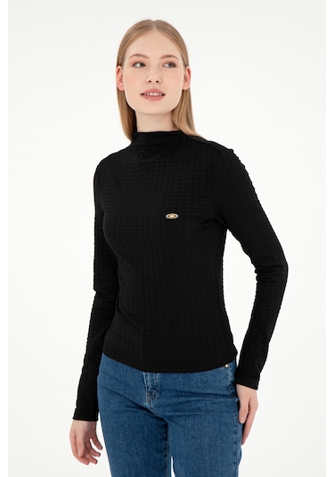U.S. Polo Assn. Kadın Siyah Dik Yaka Sweatshırt 50292421-VR046