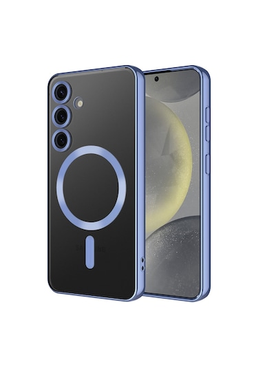 Samsung Galaxy Uyumlu A16 Kılıf Magsafe Kamera Lensli Korumalı Şeffaf Silikon Kapak Sierra Mavi