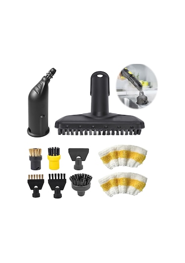 Xurunkeji Karcher Buharlı Temizleyiciler Sc1, Sc2, Sc3, Sc4, Sc5 İçin 10 Parçalı Aksesuar Seti - Nozullar, Fırçalar Ve Bezler Dahil