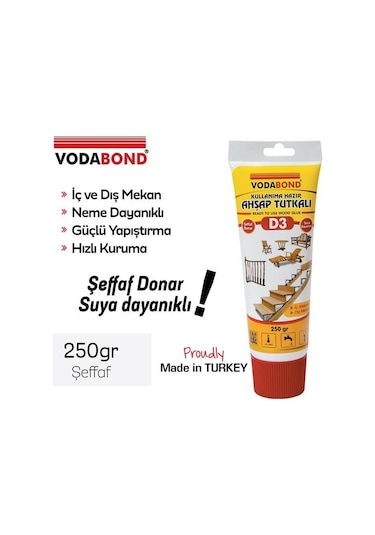 Vodabond Kullanıma Hazır D3 Ahşap Tutkalı Şeffaf 150 Gr.