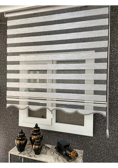 Ithal Bambu Gri Zebra Stor Perde Etek Dilimli Alüminyum Kasa Etek Dilimi  Grii 10 x 10