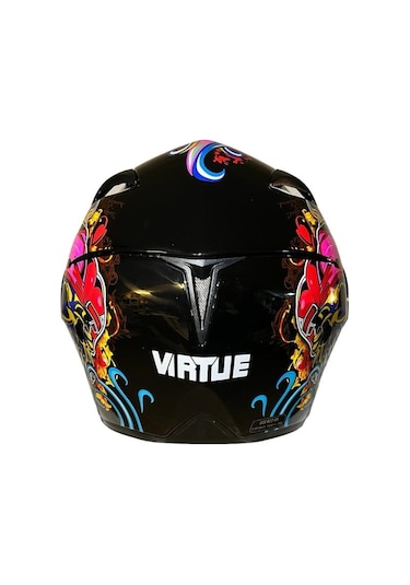 Vırtue Vizörlü Devil Icon Star Çene Açılır Motosiklet Kaskı Siyah