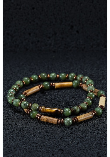 Ssilhoutte Doğaltaş Sertifikalı Yeşim Taşı Kadın Erkek Doğal Taş Bileklik Jasper Ve Kaplangözü Muhteşem Hediye Tasarım Yeşil