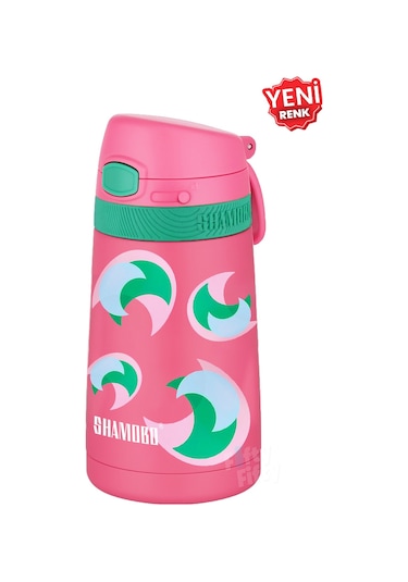 Shamobo 2li Set Pipetli Çelik Termos 350ml -6 Saat Isı Yalıtımı- Pembe - Koyupembe