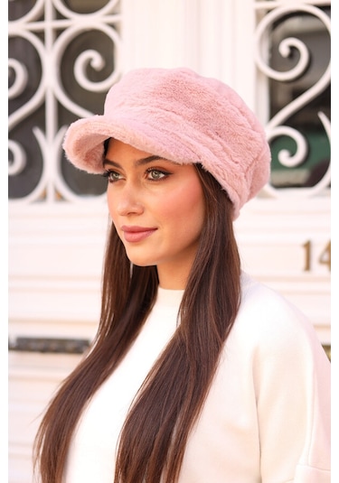 Kadın Peluş Kaptan Denizci Şapka Rkş-05 Pudra Pudra