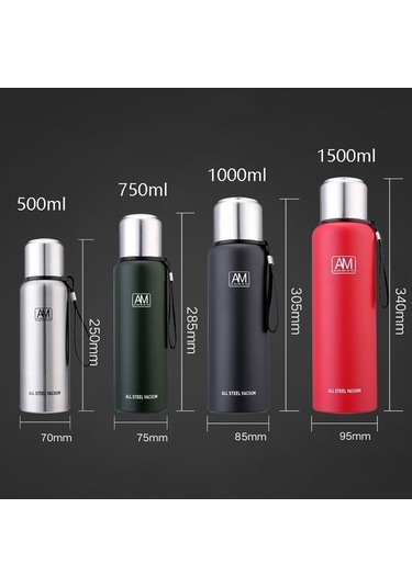 Rogfer 304 Paslanmaz Çelik Yalıtımlı Kupa Büyük Kapasiteli Spor Su Bardağı Açık Seyahat Kaşı, Kapasite: 1000ml Kırmızı Kırmızı