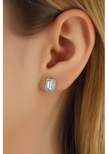 Baget Tektaş Gümüş Küpe Wsk08