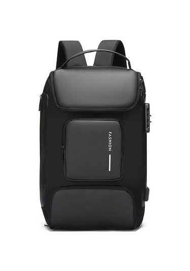 Arion-1330 Çok Amaçlı Büyük Kapasiteli Usb Şarj Portlu 15.6" Laptop Sırt Çantası Siyah