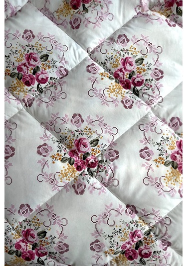 Alla Turca Çift Kişilik 4 Yastık Kılıflı Lastikli Çarşaflı Çift Taraflı Desenli Uyku Seti-kanaviçe Gül Kurusu Gülkurusu