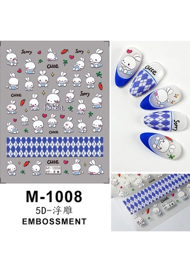 Nail Art Etiketler Çıkartmaları 5d Kabartmalı Kendinden Yapışkanlı Karikatür Çiçek Kelebek Yıldız Tırnak Çıkartmaları Kırmızı