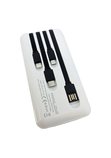 Hepu Hp-965 All İn One 10000 Mah Çoklu Kablolu Powerbank Beyaz